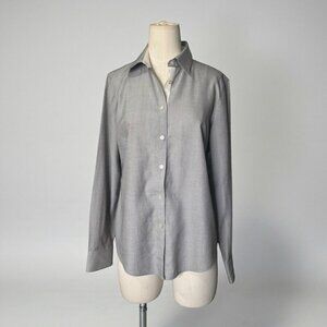 Talbots Women’s Gray Structured 100% Cotton Dress Shirt Classic Button-Up 10P